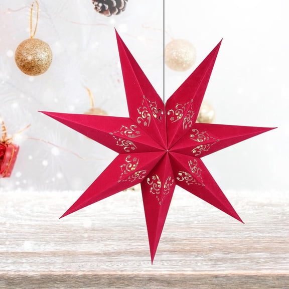 HOOWIFFY Red Paper Star Lampshade Unique Foldable Decor for Home Ceiling 1Pc