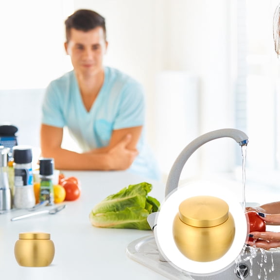 HOOWIFFY Copper Powder Jar Golden for Tea and Incense Storage, 1 Pc, Metal Container for Kitchen and Home