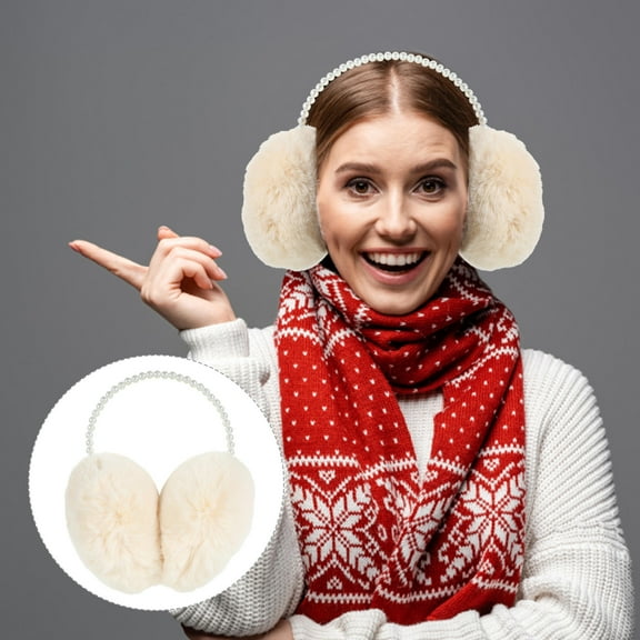 HOOWIFFY Fluffy Ear Muffs for Women Ear Muff Faux Rabbit 1Set Fashionable Winter Use