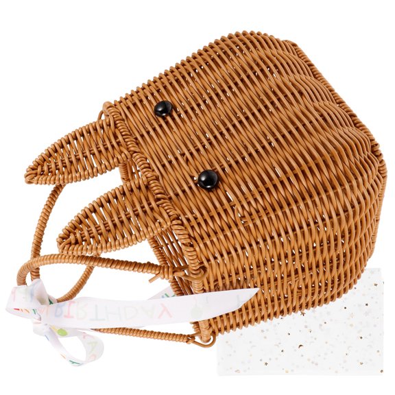 HOOWIFFY Brown Hand Woven Iron Basket, Decorative Storage Container, 1 Piece