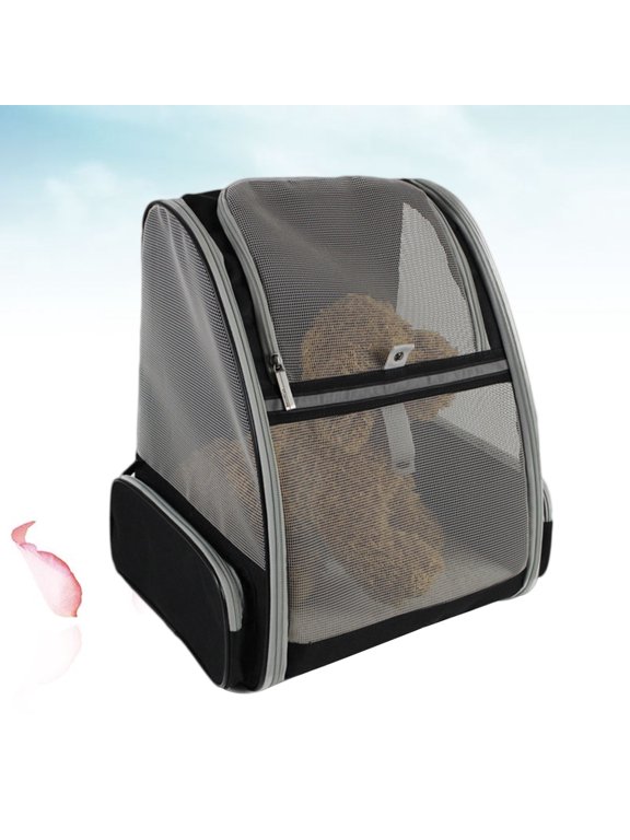 Breathable Pet Backpack Bag Black for Small Dogs and Cats 1Pc
