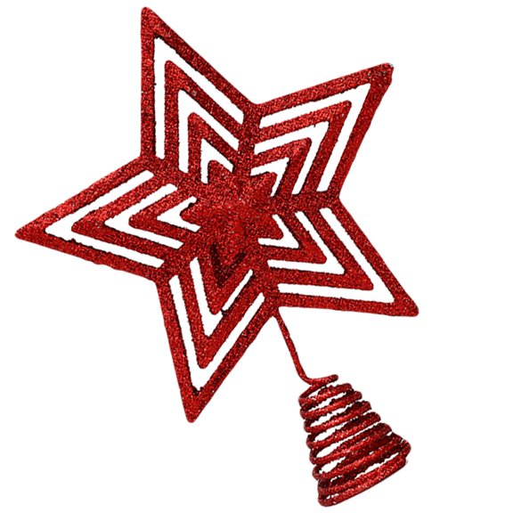 HOOWIFFY 1Pc Red Christmas Tree Star Topper Hollow Five Pointed Star Tree Ornament
