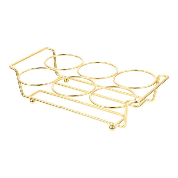HOOWIFFY Golden Metal Rectangular Shot Glass Organizer Rack for Bar Supplies and Kitchen Storage