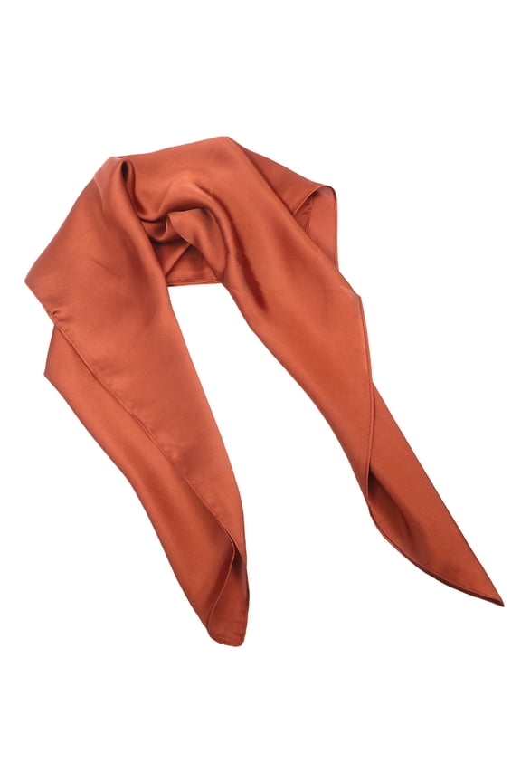 Brown Imitation Silk Neck Scarf, Lightweight Fashion Accessory for Women and Men, Versatile and Comfortable