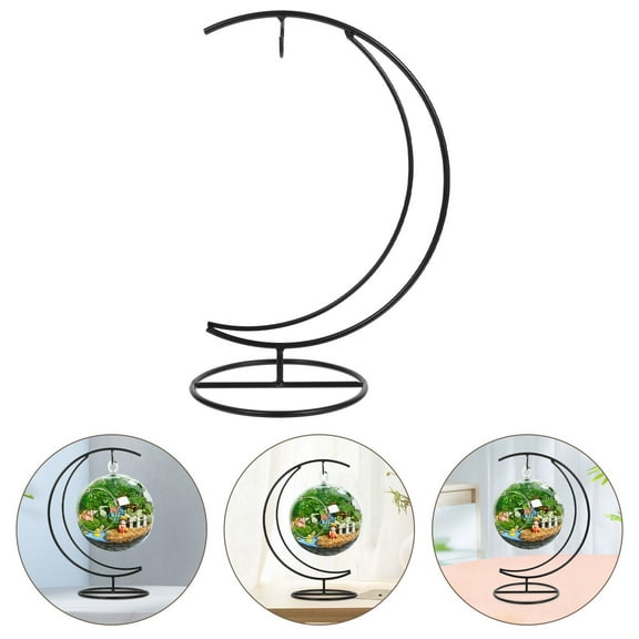 HOOWIFFY Iron Hanging Stand Rack with Round Base for Lanterns, Globes, Ornaments Display and Home Decor