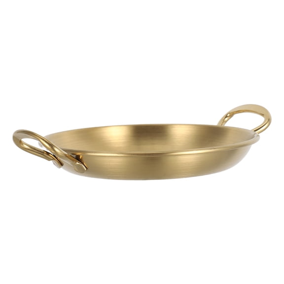 HOOWIFFY Small Golden Plate with Handle, Serving Bowl for Appetizers and Snacks, 1 Piece Set