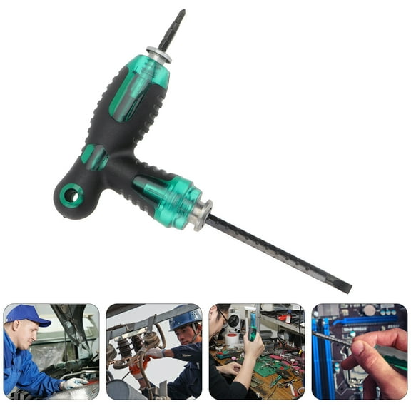 HOOWIFFY T-Shaped Household Screwdriver with Non- Rubber Handle for Home Repair and Projects