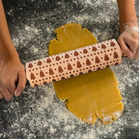 HOOWIFFY Baking Wooden Rolling Pin Natural Boxwood Easy to Clean 1Pc
