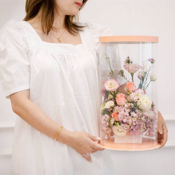 HOOWIFFY Transparent Flower Storage Box, Clear Organizer Container for Home, Office, and Craft Supplies, 1 Piece Stylish Design