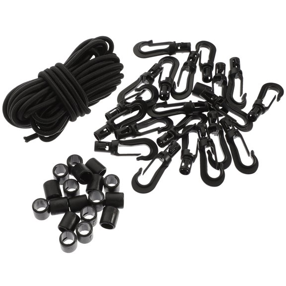 HOOWIFFY 1Set Black Elastic Mooring Cord with Hook for Boat Docking and Marine Outdoor Accessory