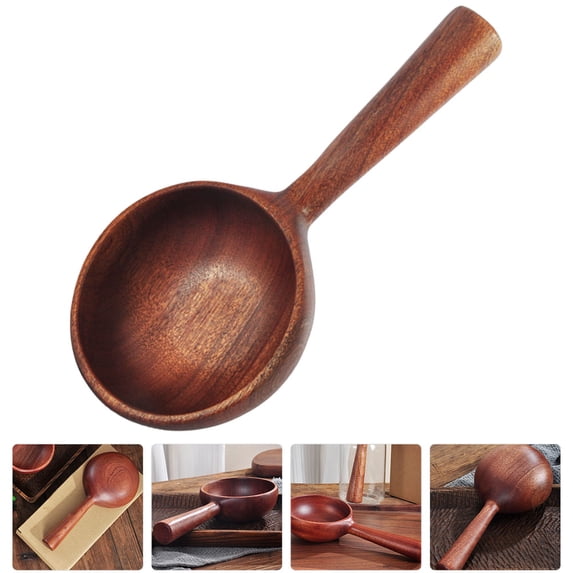 HOOWIFFY Large Wooden Ladle Kitchen Scoop with High Capacity for Home Cooking and Cafe Use
