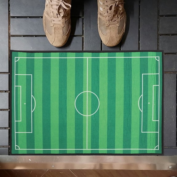 HOOWIFFY Green Football Field Floor Mat Non- Rug for Home Decoration and Indoor Outdoor Use