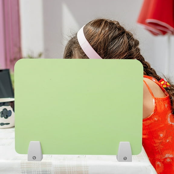 HOOWIFFY 1Set Green PVC Desk Divider Board Protective Sneeze Guard Barrier for Classroom and Office Use