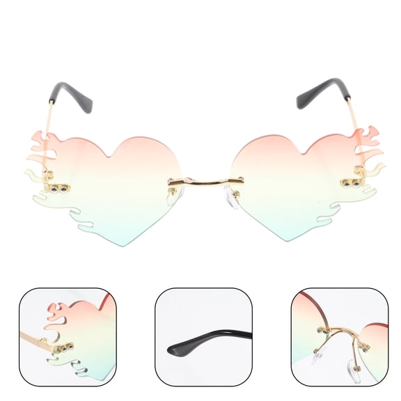 HOOWIFFY Stylish Frameless Metal Heart-Shaped Glasses for Adults, Trendy Multi-Color Eyewear Accessories