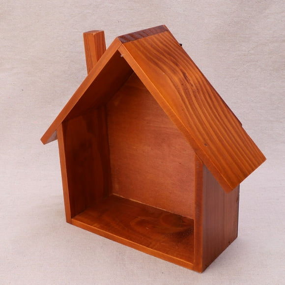 HOOWIFFY 1Set House Shaped Wall Shelves Wooden Bamboo Storage Display For Home Decor Room Bedroom