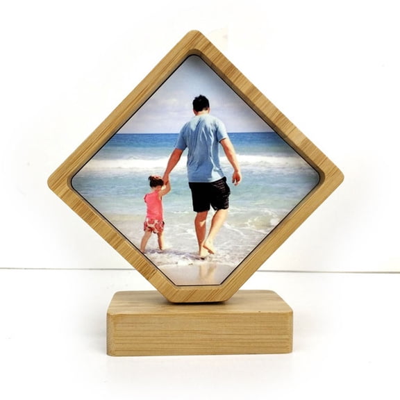 HOOWIFFY Light Brown Double-Sided Photo Frame Hexagon Square