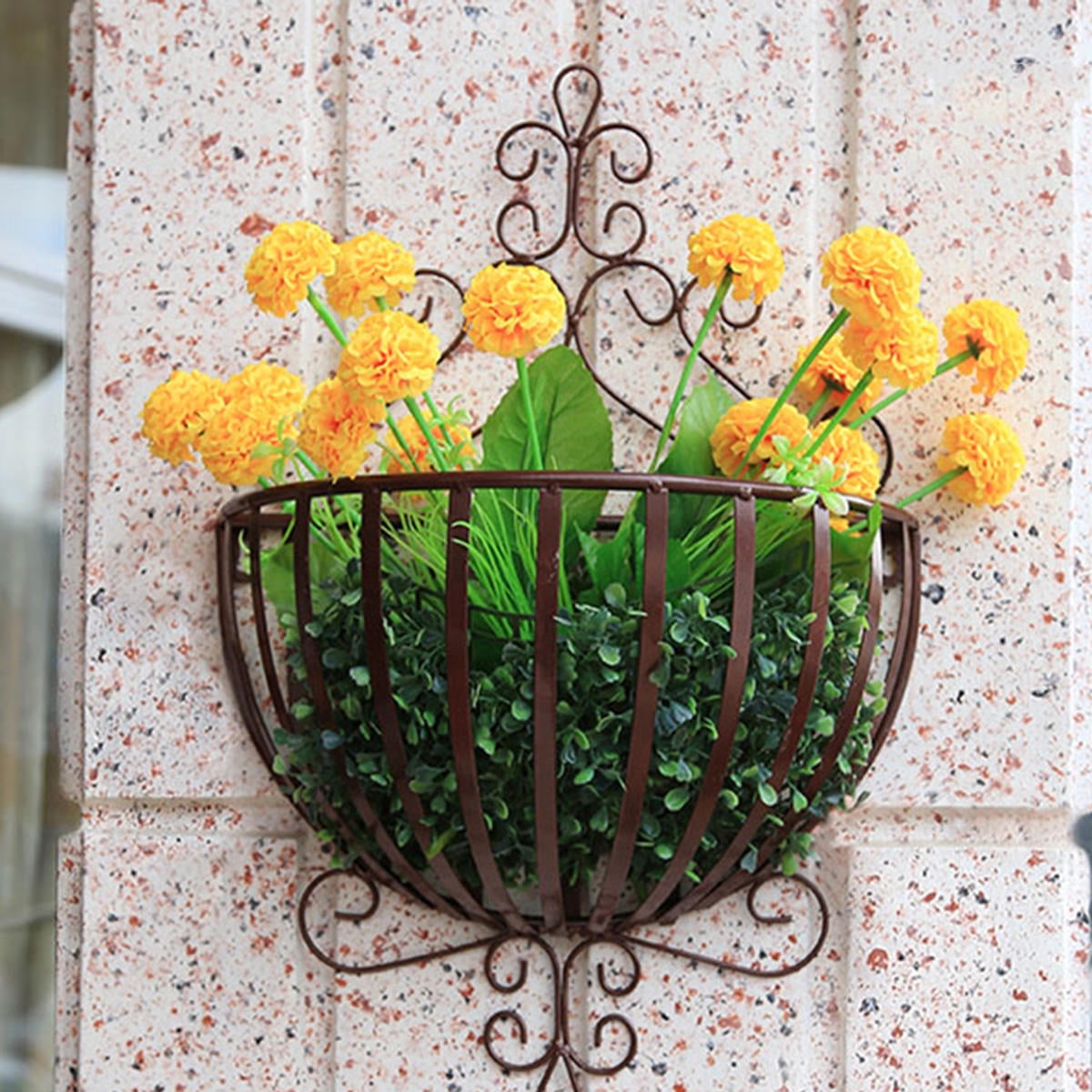 HOOWIFFY Iron Wall Hangers for Flower Pots Bronze Finish, 1 Set, Metal ...
