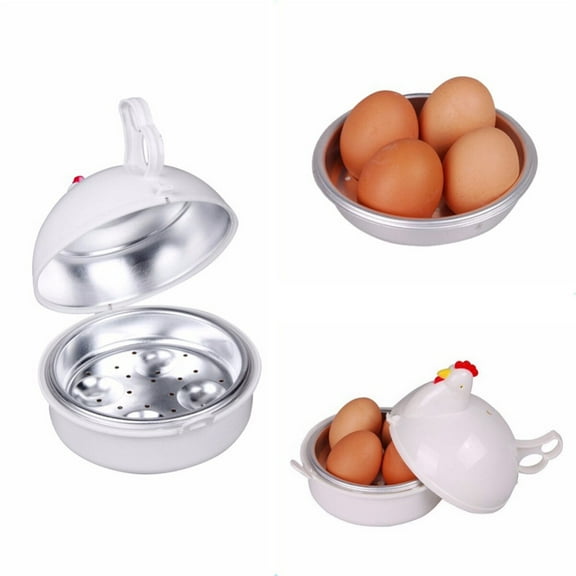 HOOWIFFY 1Set Microwave Egg Poacher Chicken Shape for Faster Egg Boiling in White Food-Grade Material