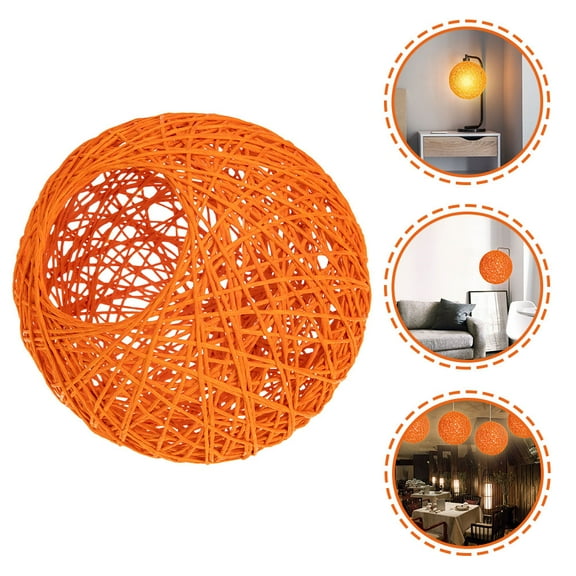 HOOWIFFY 1Set Orange Rattan Light Shades Ceiling Decorative Diffuse Lighting for Living .8x7.9x7.1in
