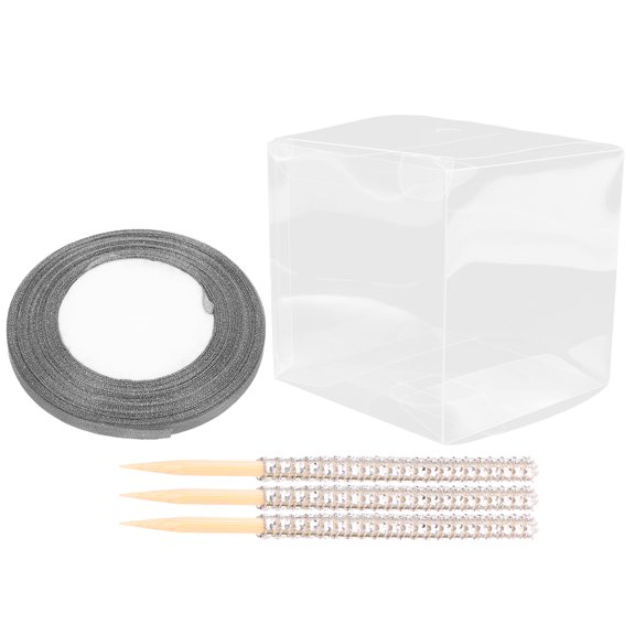 HOOWIFFY 1Set Plated Silver Clear Boxes with Wood Plastic Material for Refined Candy and Sweet Storage