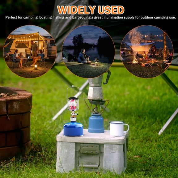 HOOWIFFY 1Set Portable Gas Lamp Camping Lantern Compatible with American and Threaded Flat Gas Tanks