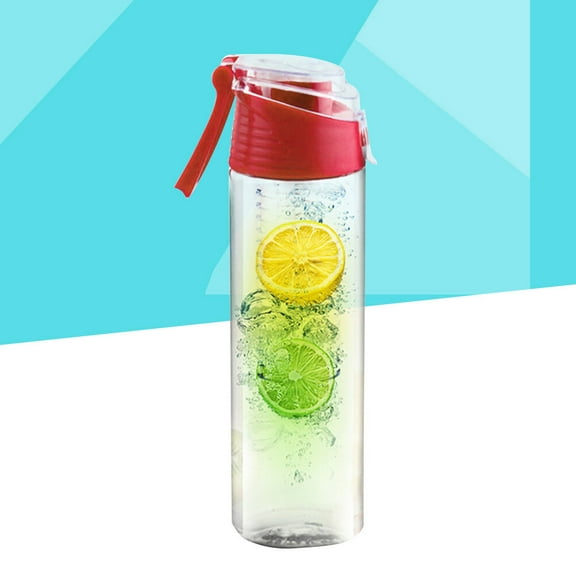 HOOWIFFY 1Set Red Plastic Fruit Infuser Water Bottle for Hiking and Outdoor Activities