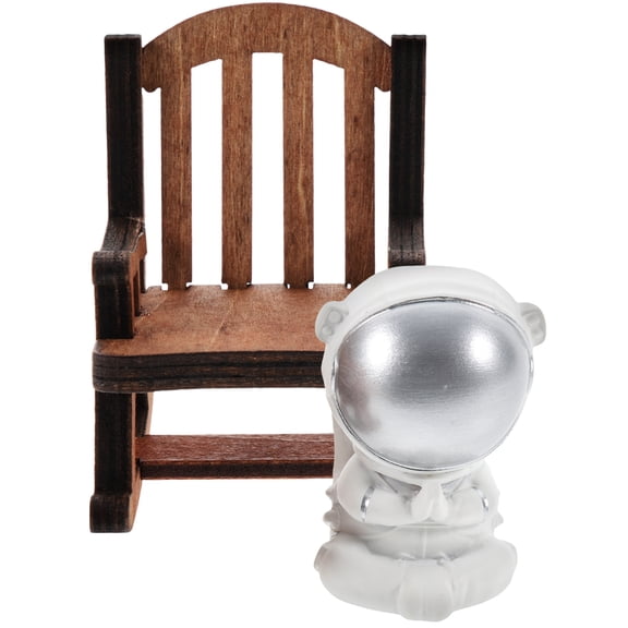 HOOWIFFY Resin and Wood Astronaut Figurine Rocking Chair, Space Themed Shelf Statue for Desk, Office, Home Decor