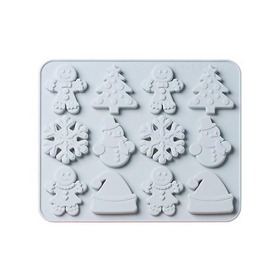 HOOWIFFY 1Pc Blue Silicone Mould for DIY Biscuit Baking with Festive Christmas Theme