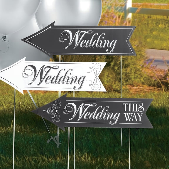 HOOWIFFY 1Set Wedding Reception Sign with Stand for Outdoor Garden Decor Directional Yard Arrow Design