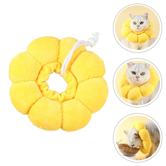 HOOWIFFY Yellow Durable Pet Recovery Collar for Cats and Dogs Lightweight PP Cotton Protective Neck Collar