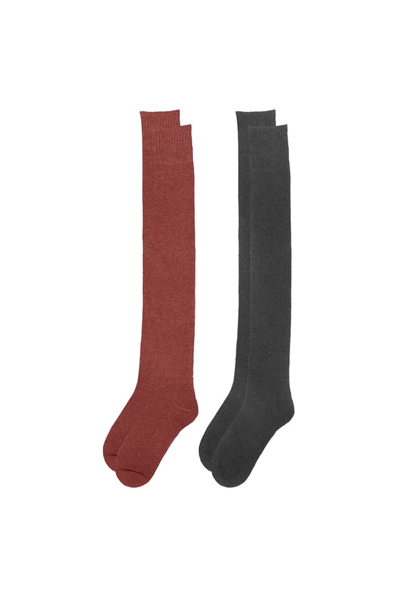 2 Pairs Womens Cotton Thigh High Socks Breathable Comfortable Daily Wear Soft Stretchy Leg Warmers