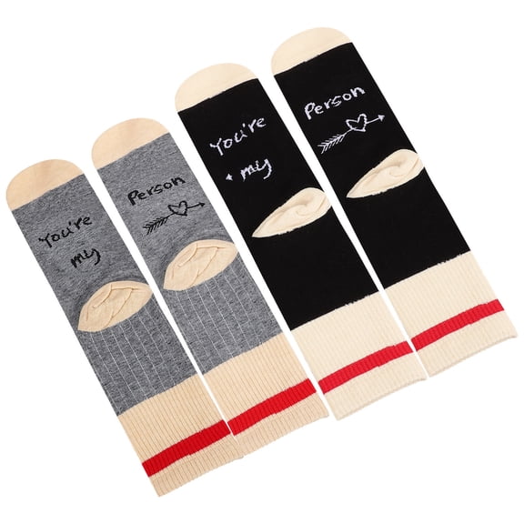 HOOWIFFY 2 Pairs Women's Valentine's Day Cotton Socks, Assorted Colors, Comfortable Mid-Calf Socks