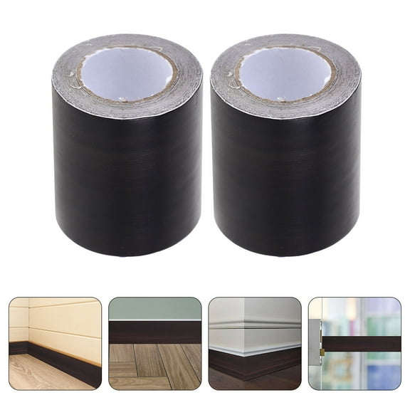 HOOWIFFY Self Adhesive Wall Molding Trim Waterproof PVC Flexible Flat Design Black 2 Rolls
