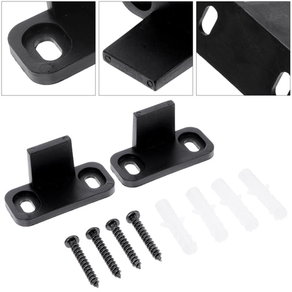 HOOWIFFY 2-Pack Black Plastic Barn Door Floor Guides for Smooth Sliding and Secure Door Alignment