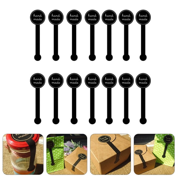 HOOWIFFY 200Pcs Black Bakery Seal Stickers Creative Handmade Sealing Labels for Baking Packaging and Decoration