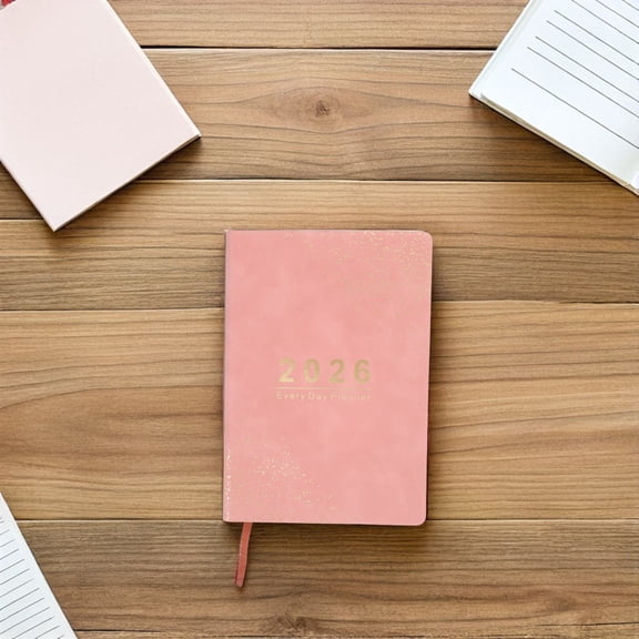 HOOWIFFY 2026 Daily Schedule Planner Pink Hardcover with Thick Paper and Rounded Edges for Office Use