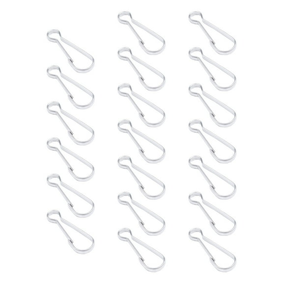HOOWIFFY Hiking Gear Keychain Hooks Silver 20Pcs 1.6x0.5x0.1in