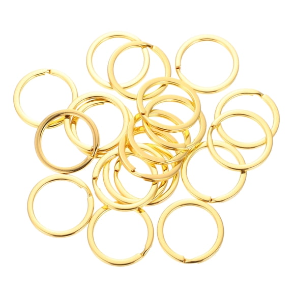 HOOWIFFY 20Pcs Durable Golden Metal Key Rings Flat Design Split Rings for Secure Keychain Use