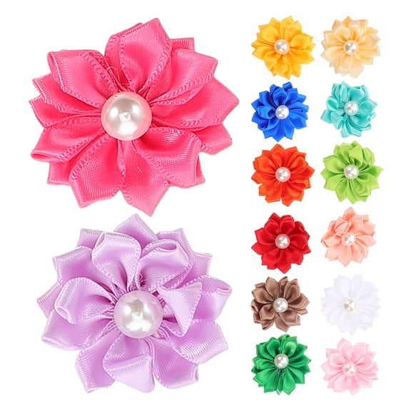 HOOWIFFY 20 Pcs Assorted Color Flower Dog Hair Ties Pet Grooming Accessories Daily Wear