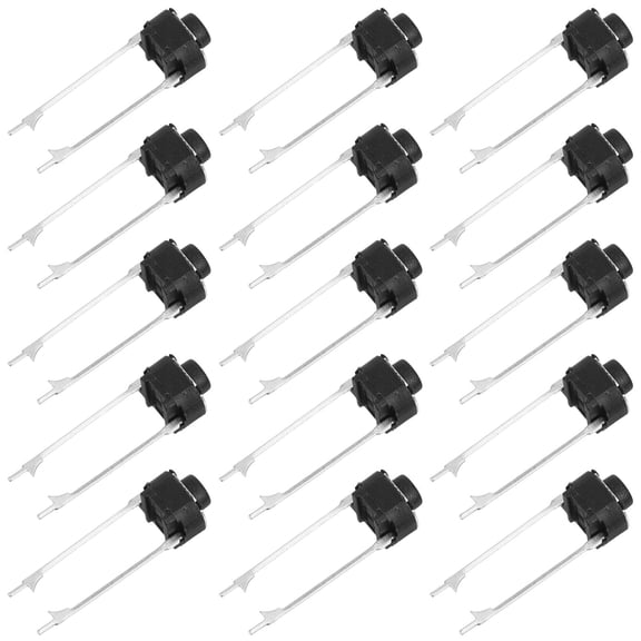 HOOWIFFY 20Pcs Micro Tactile Momentary Push Button Switch Black 2 Pin for Electronic Breadboard Kits
