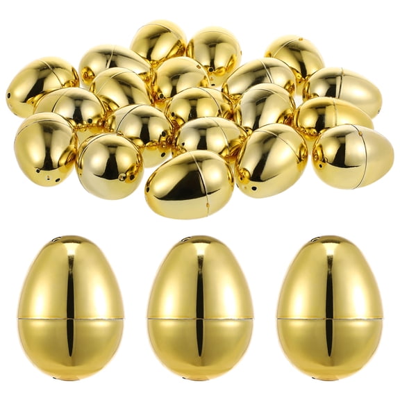 HOOWIFFY 20Pcs Plated Gold Easter Fillable Eggs Plastic Refillable Candy Boxes for Party Decoration and Holiday Events