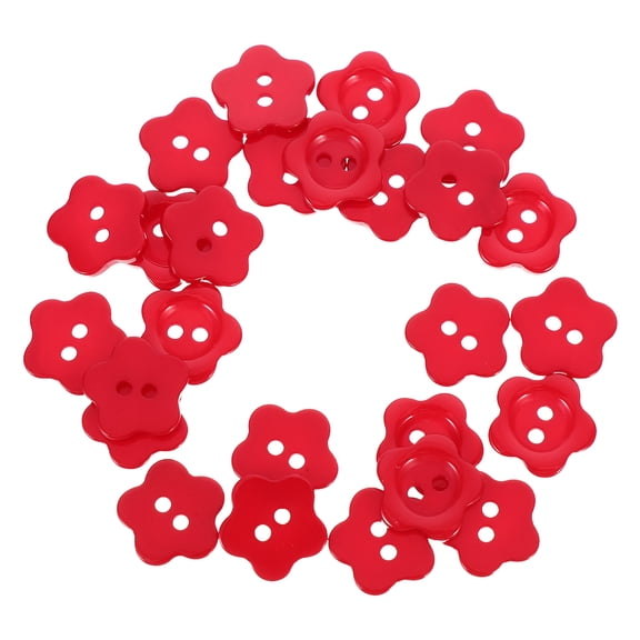 HOOWIFFY Red Resin Flower Buttons for Crafting Adorable Cuteness Enhancers