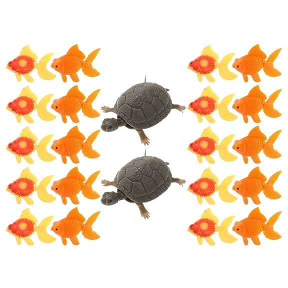HOOWIFFY 22Pcs Floating Fish Turtle Figurines Aquarium Decorations Lifelike Plastic Ornaments