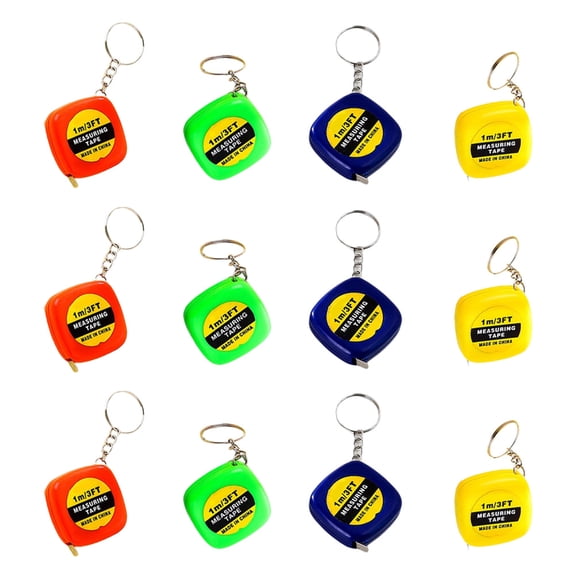 HOOWIFFY 24Pcs Assorted Color Portable Tape Measure Keychain with Smooth Retract and Durable Design