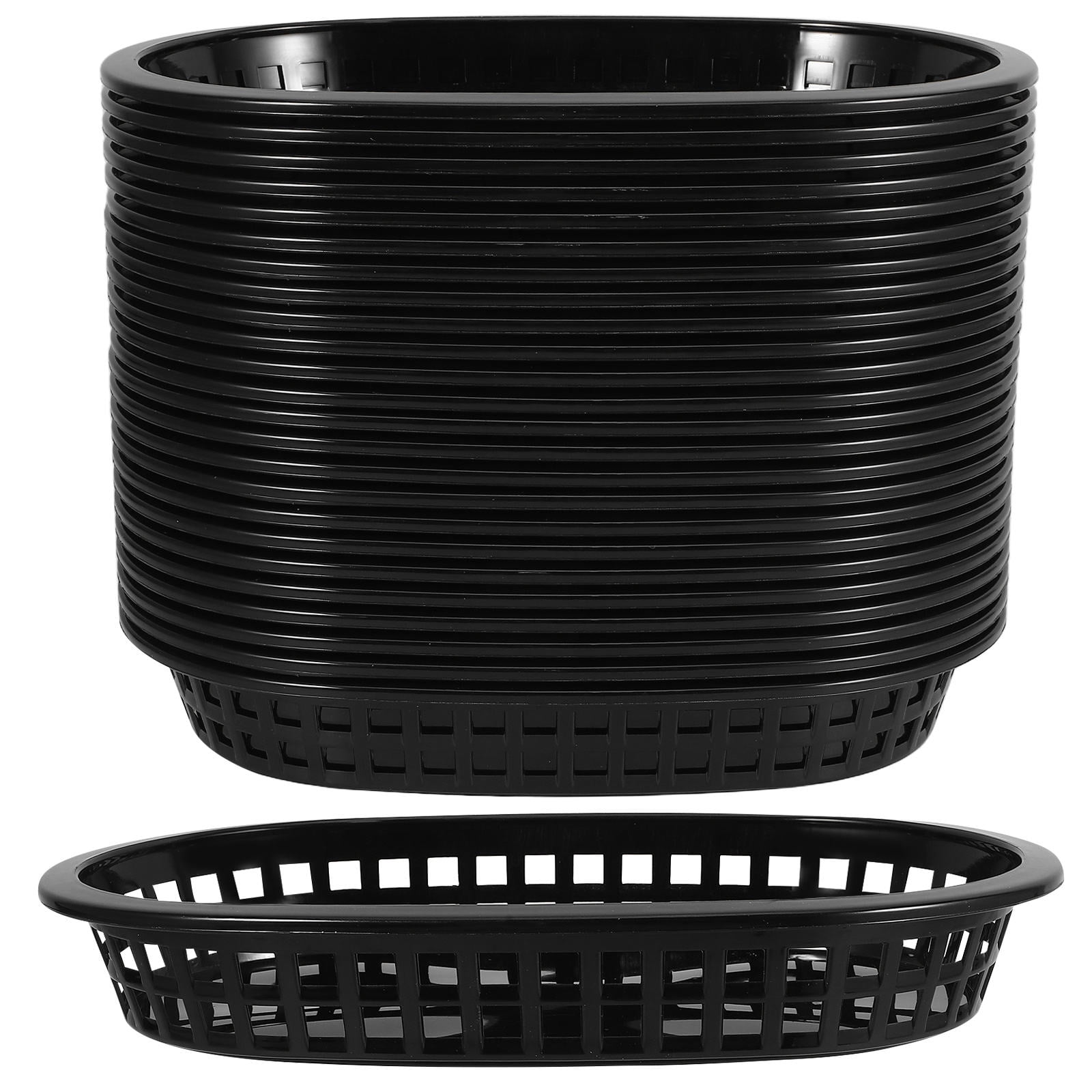 HOOWIFFY Black Plastic Snack Baskets Reusable for Storage and Catering 24Pcs