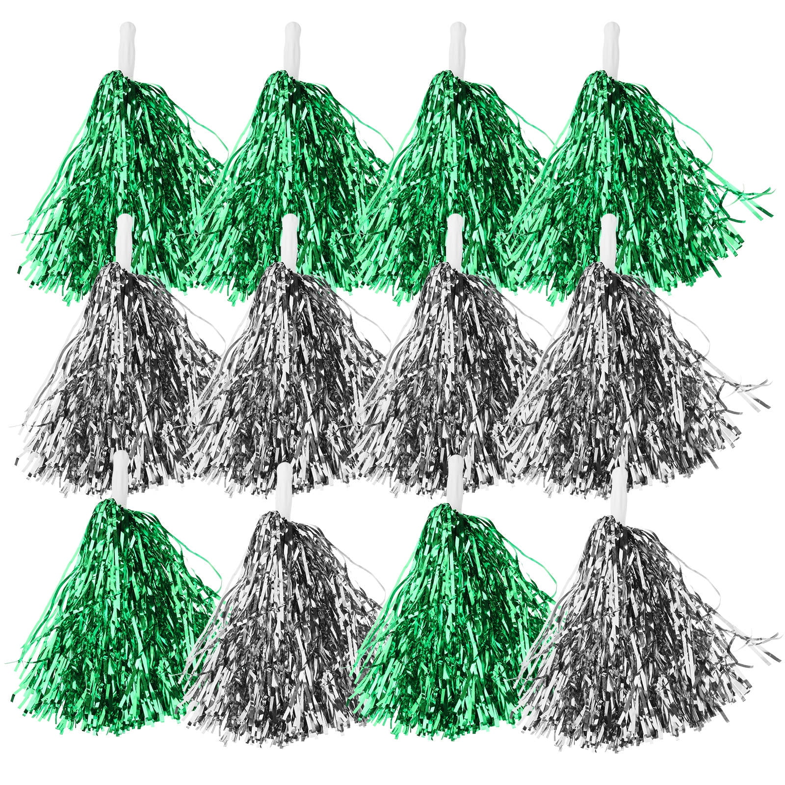 HOOWIFFY 24 Pcs PET Cheerleader Pom Poms with Handle, Assorted Colors for School Spirit, Dance, and Sports Events