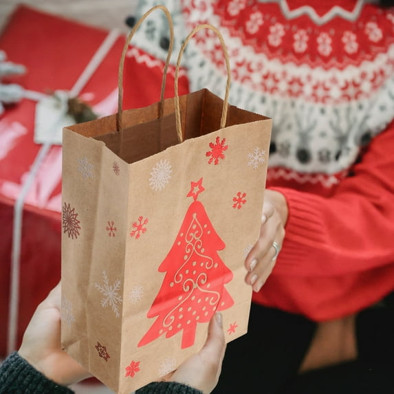 HOOWIFFY 24pcs Cute Party Favor Bags Kraft Paper Assorted Color