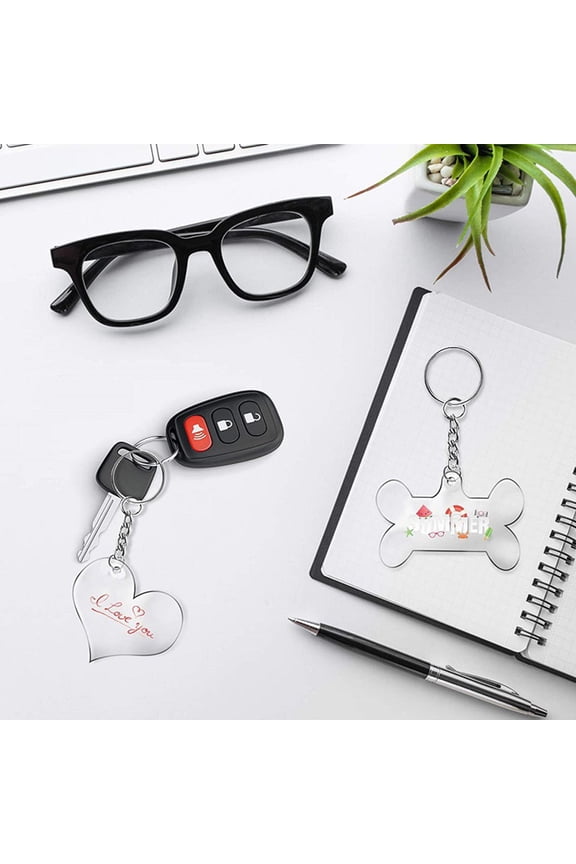 Clear Acrylic Keychain Blanks, 24-Pack for Custom Crafts, Personalization, and Handmade Projects