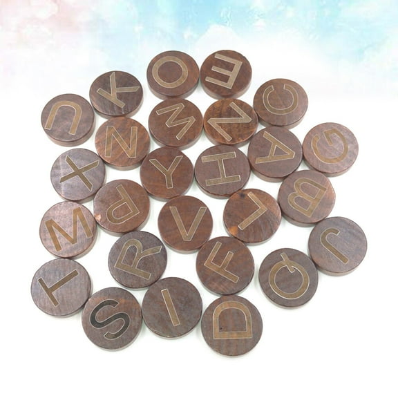 HOOWIFFY Wood Slice Round Wood English Letters Teaching DIY Lovers 26pcs