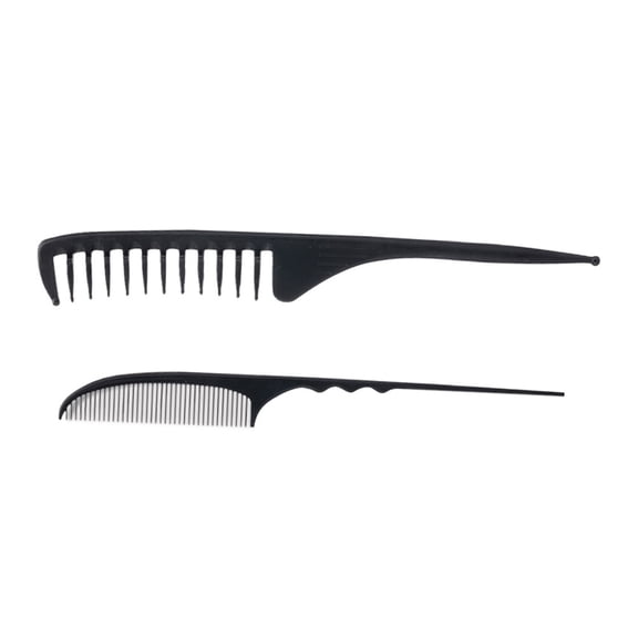 HOOWIFFY 2-Pack Wave Comb Black Carbon Anti-Static Hairdressing Styling Tool and Comfortable